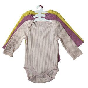 Cloud Island 3-Pack Long-Sleeve Bodysuits For Babies Sz 3-9M-NEW